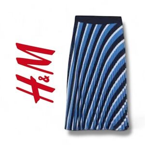 H&M Blue and White Striped A-Line Skirt